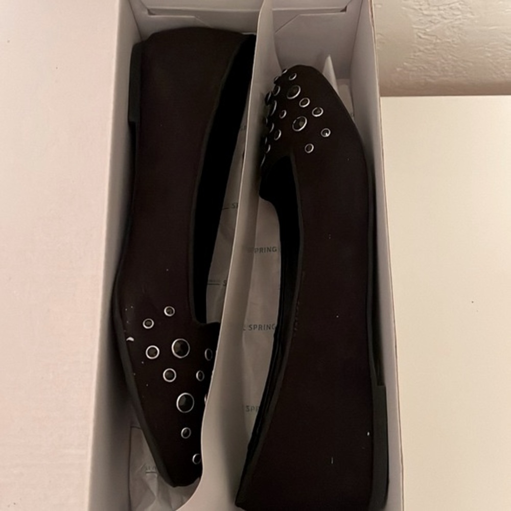 ** NEW in BOX** Call it Spring Black Faux Suede Embellished Flats - Picture 7 of 8